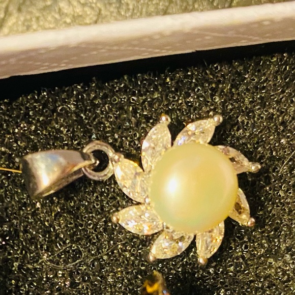 Sterling Silver Sun with pearl🌙 crescent moon Tigers Eye as a bonus. - Picture 8 of 10